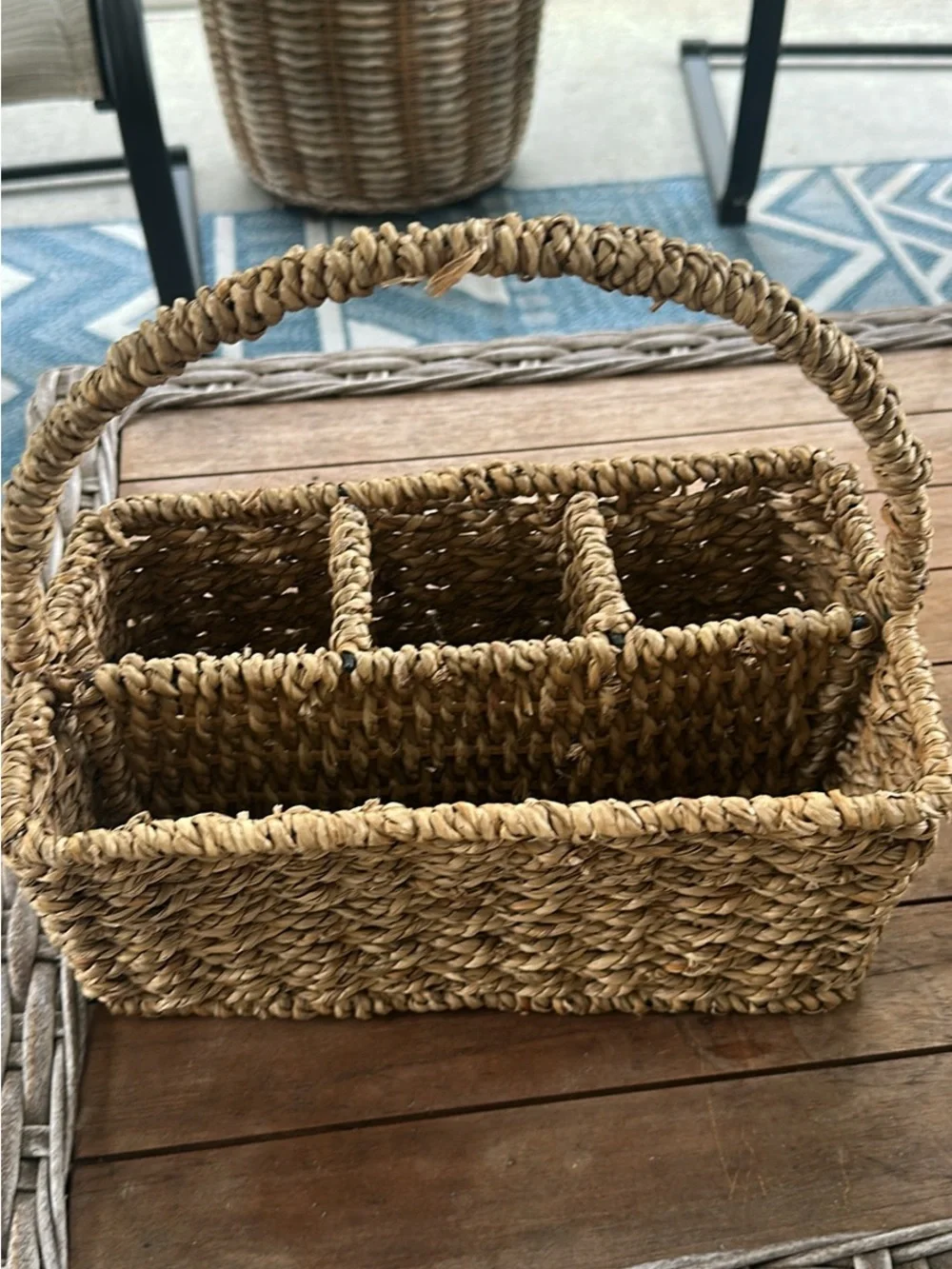 Wicker Sectioned Basket with Handle